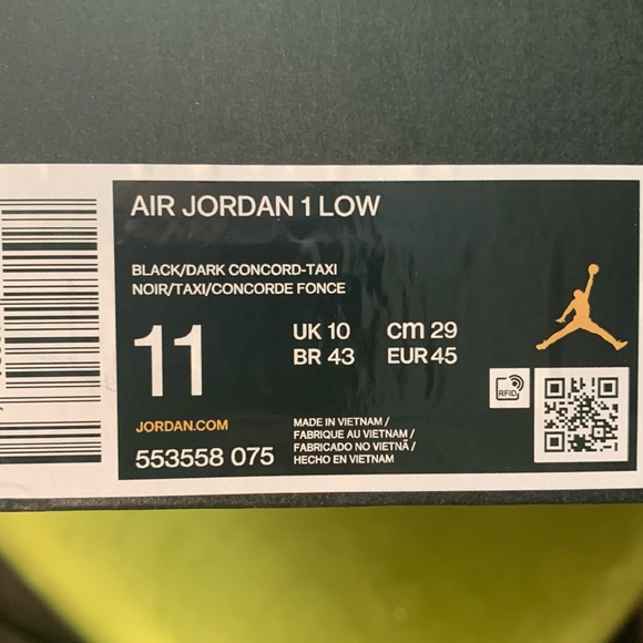 Nike Air Jordan 1 Low size 11 (BLACK/PURPLE/YELLOW) - Picture 6 of 6